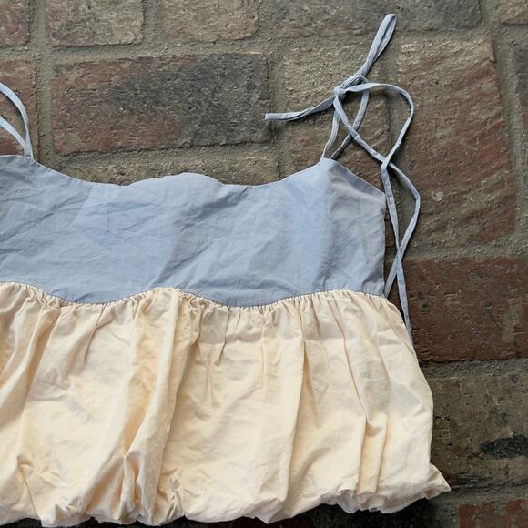 Sofie the Label Bubble Top Scalloped Neckline Blue Cream Tank Size S - Picture 3 of 7
